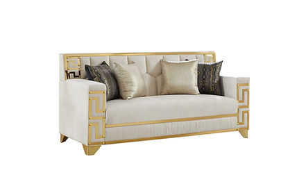 Hira Cream/Gold Sofa and Loveseat S3700