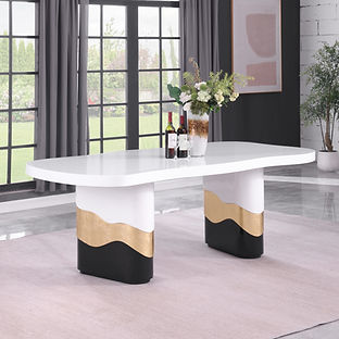 Orion White/Black/Gold 7pc Dining Room Set D901