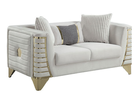 Donovan Cream/Gold Sofa and Loveseat S4010