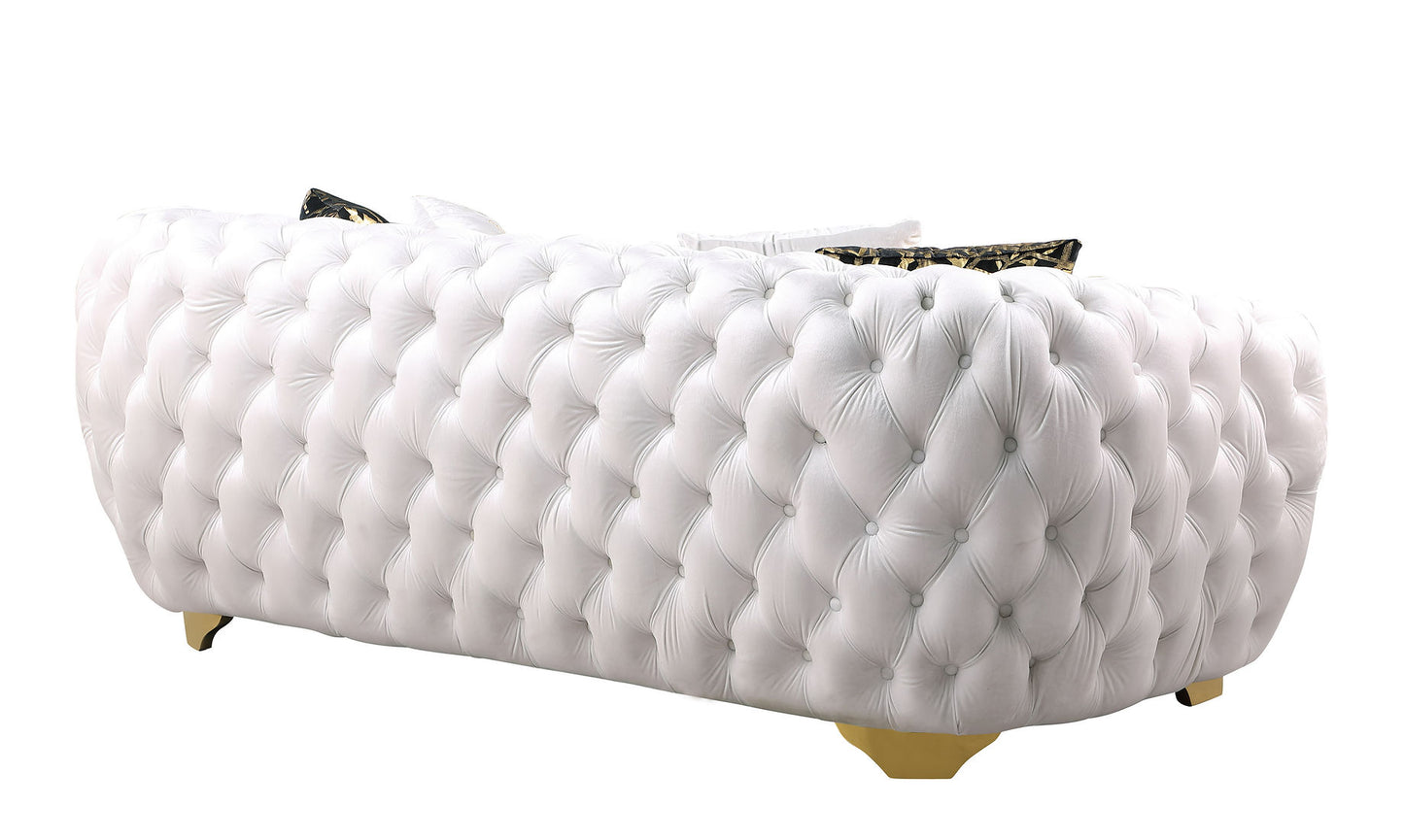 Mila White Velvet Sofa and Loveseat S2004