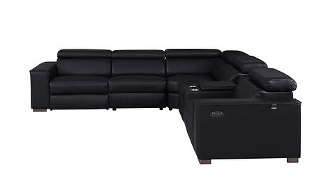 Picasso Black 2 POWER  Leather Match 6pc Sectional  MI631