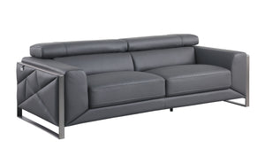 Giorgio Dark Grey Italian Leather Sofa and Loveseat MI-989