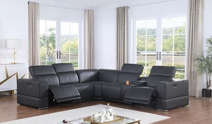 Franco Navy  6pc 2-POWER Reclining Sectional MI-1122