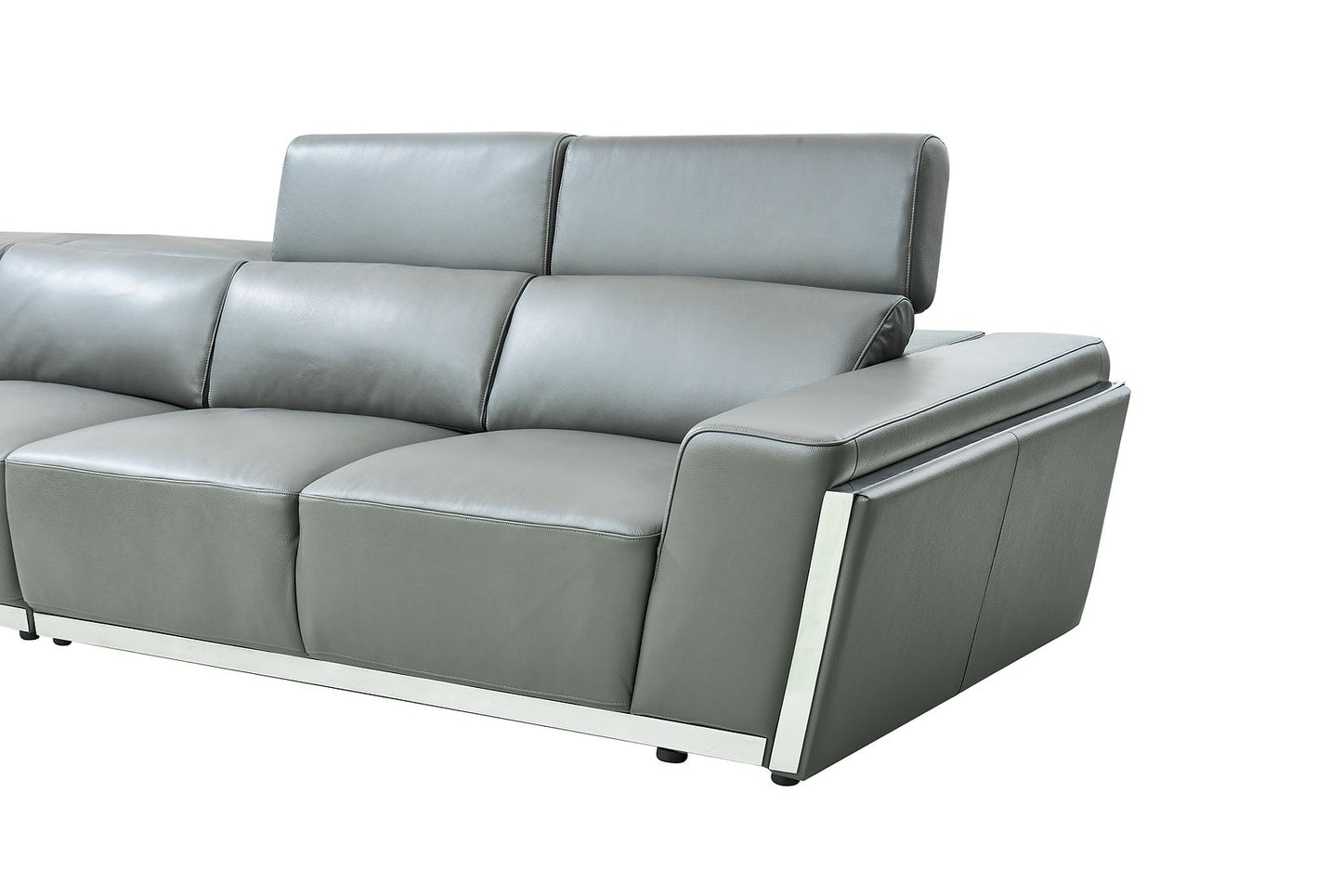 Domo Gray Italian Leather Sectional MI-8010A