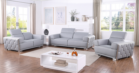 Hexor Light Blue Italian Leather Sofa And Loveseat MI-1245