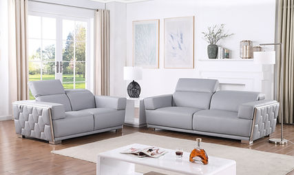 Hexor Light Blue Italian Leather Sofa And Loveseat MI-1245