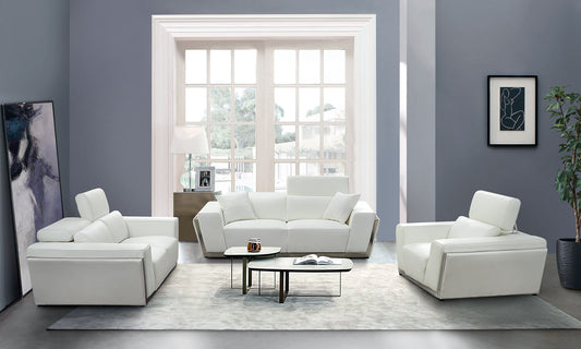 Domo White ITALIAN LEATHER Living Room Set MI-8010