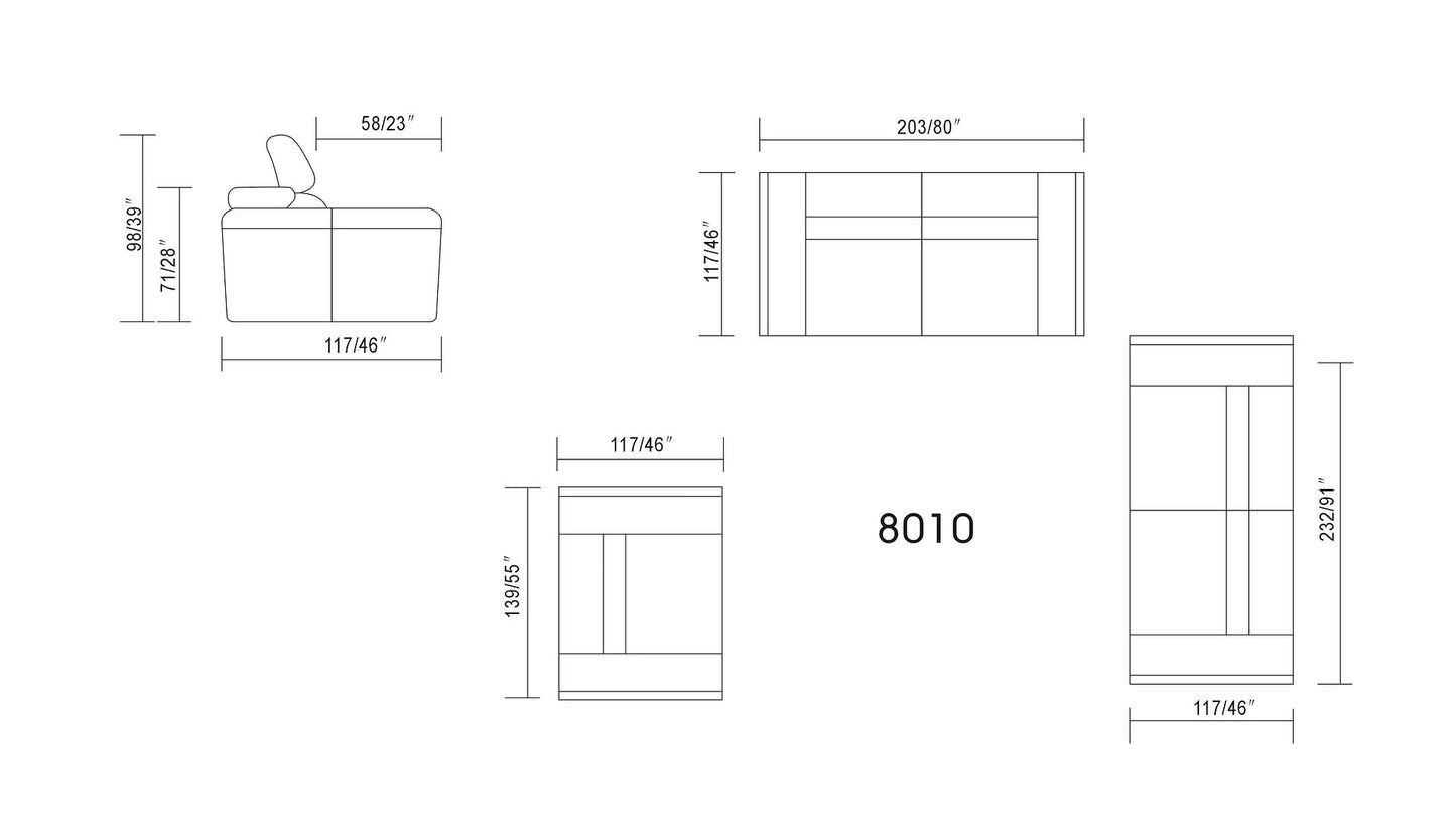 Domo White ITALIAN LEATHER Living Room Set MI-8010