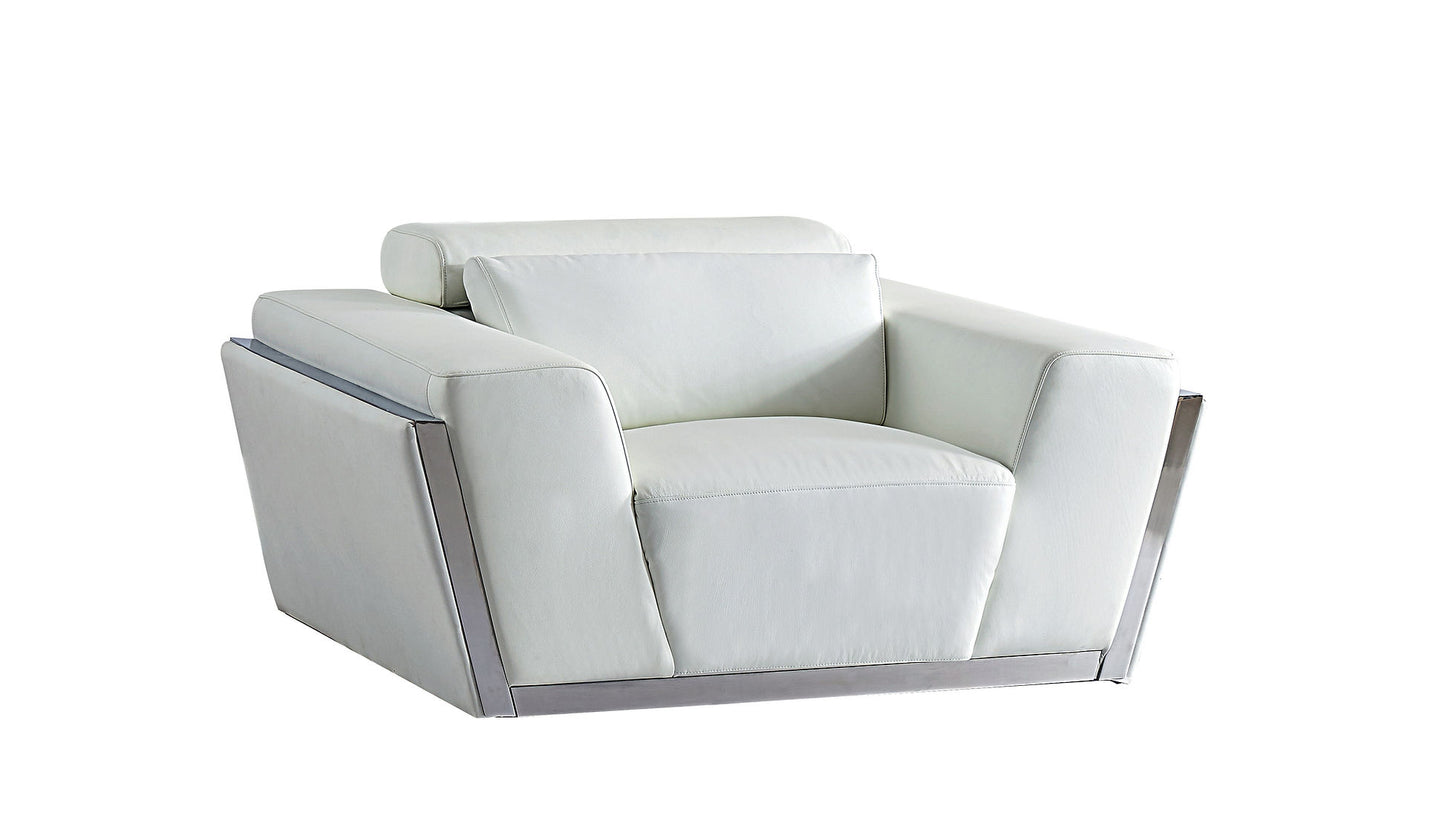 Domo White ITALIAN LEATHER Living Room Set MI-8010