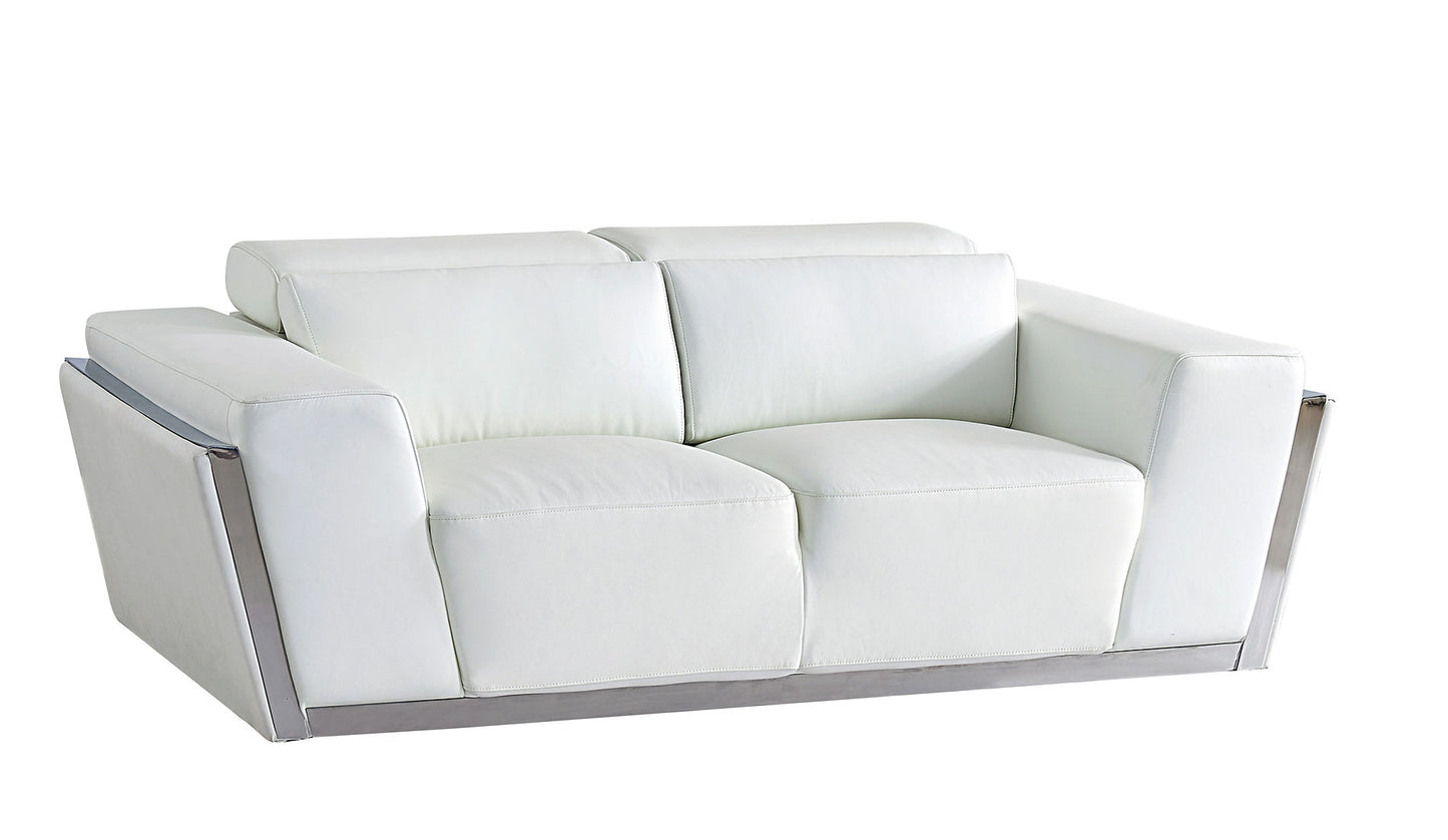 Domo White ITALIAN LEATHER Living Room Set MI-8010
