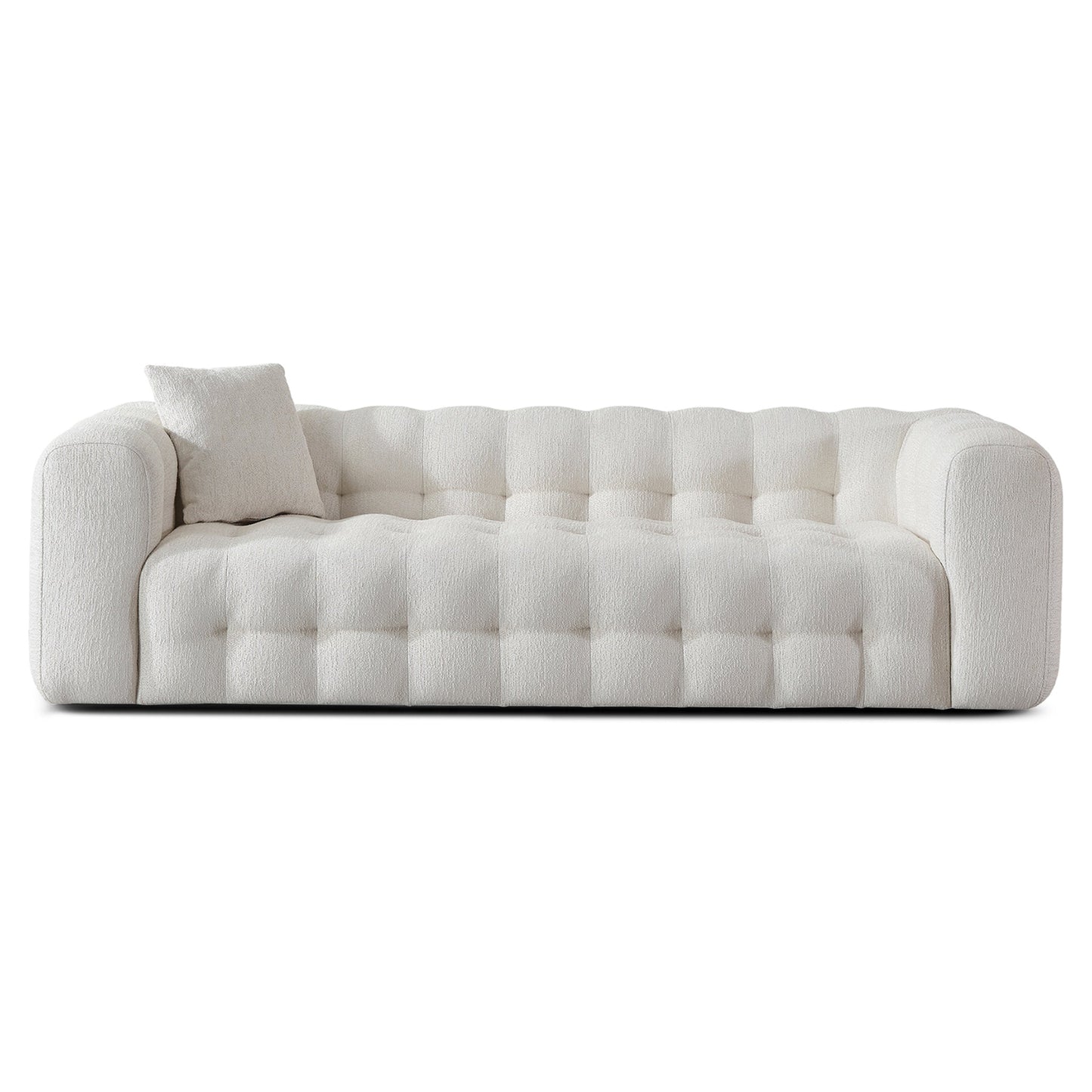 Eden Cream Modern Tufted Chesterfield Boucle Fabric Sofa