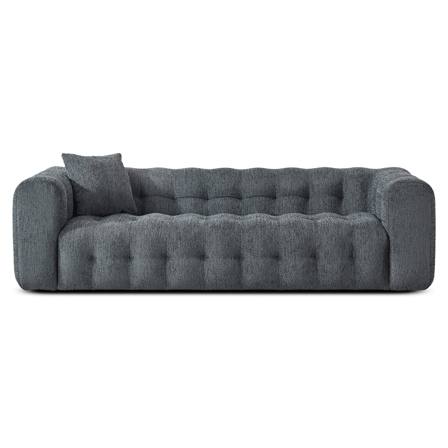 Eden Gray Modern Tufted Chesterfield Boucle Fabric Sofa