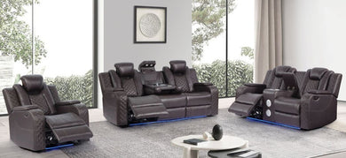 Galaxy Brown POWER/LED/BLUETOOTH SPEAKERS 3pc Reclining Set