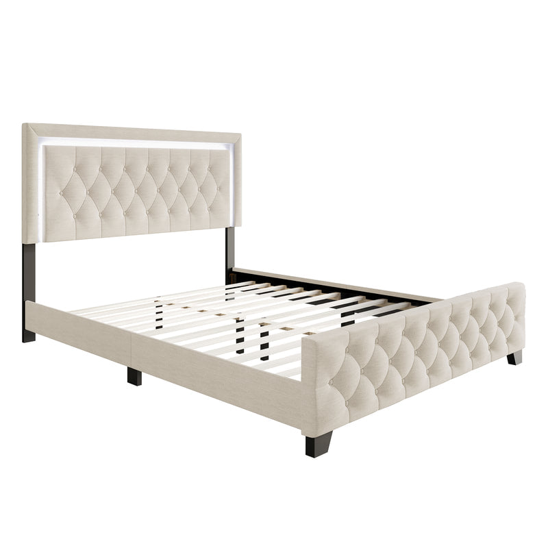 HH280 Beige King LED Platform Bed