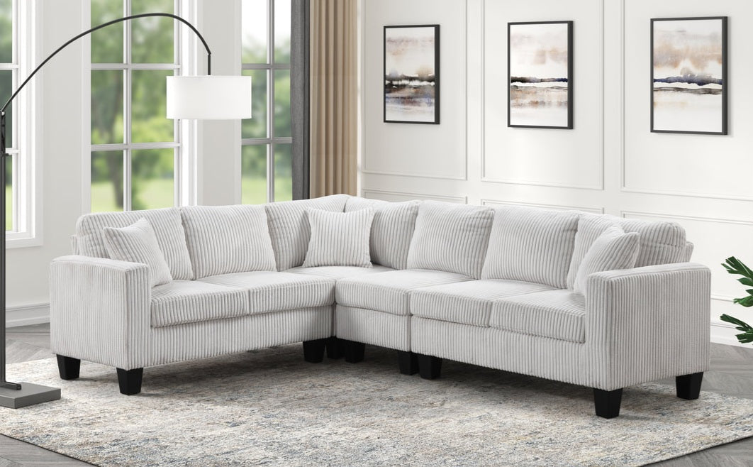 Logan Beige Cord Fabric Reversible Sectional