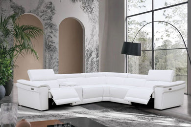 Newyork White POWER/TOP GRAIN LEATHER Sectional