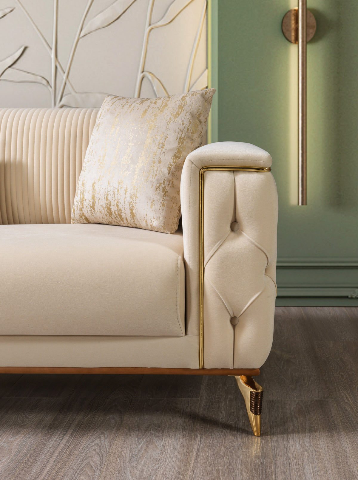 Belinda Ivory Velvet Living Room Set