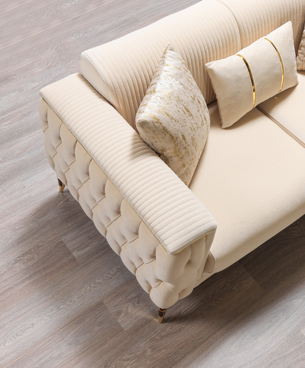 Belinda Ivory Velvet Living Room Set