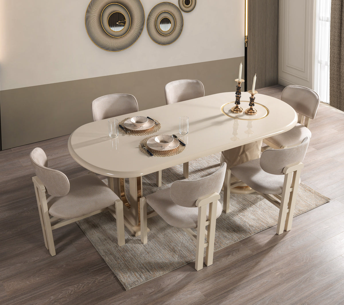 Helena Ivory 7pc Dining Room Set