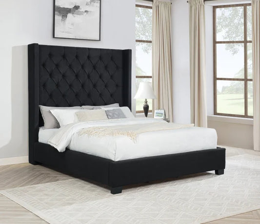 Black Boucle Fabric 6ft.Queen Bed HH406