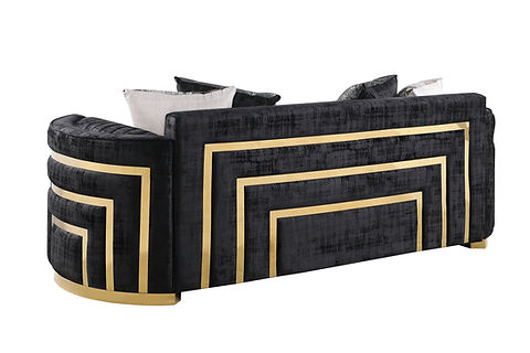 Minerva Black Velvet Sofa and Loveseat S3300
