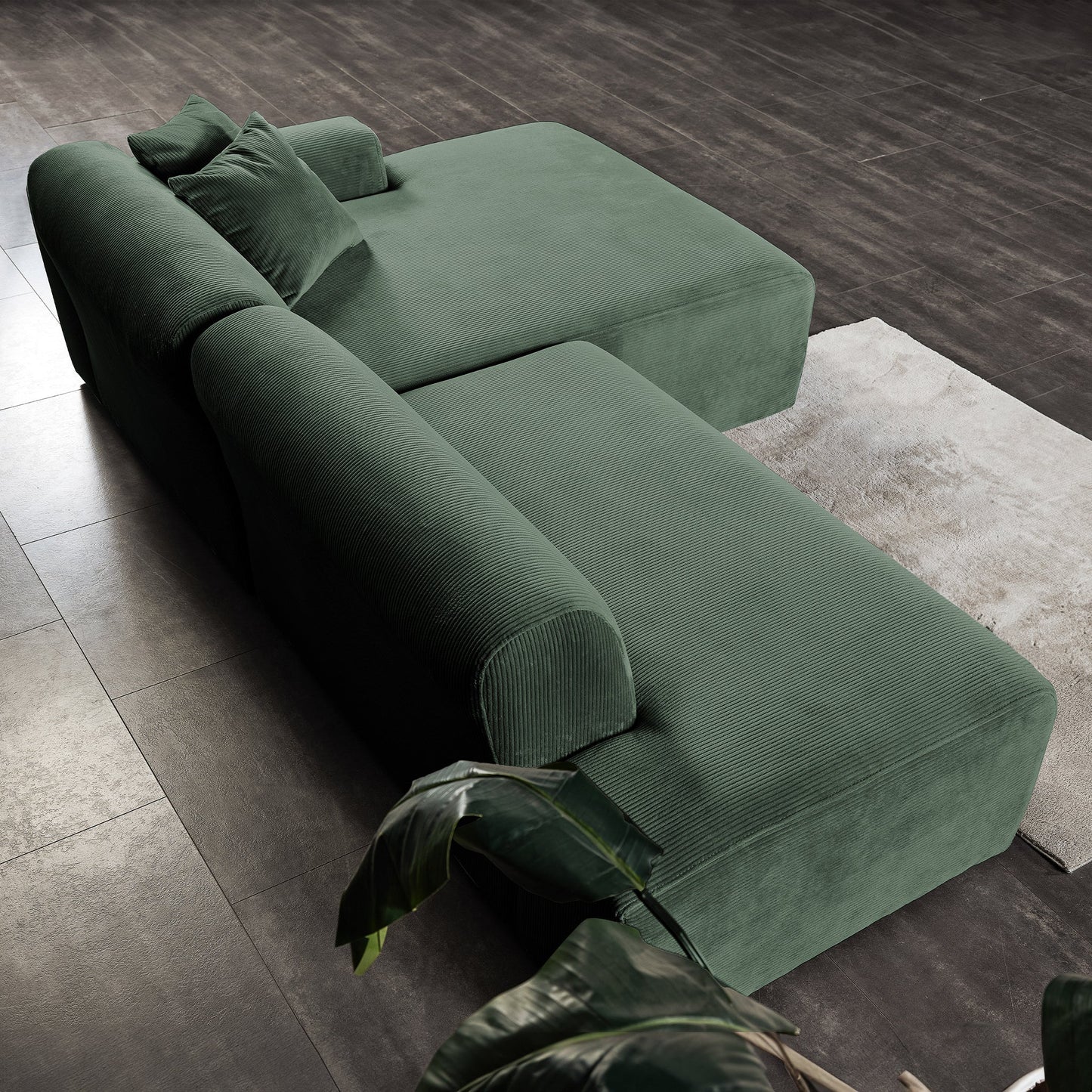 Mar Green RAF Sectional Corduroy Sofa