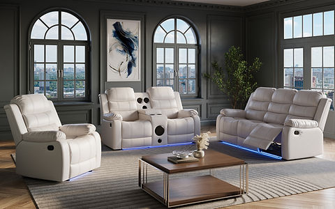 Marisol White LED/BLUETOOTH SPEAKERS Living Room Set S1887