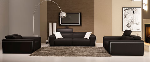 Domo Black ITALIAN LEATHER Living Room Set MI-8010