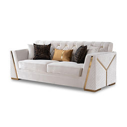 Hilena White/Gold Velvet Living Room Set S2401
