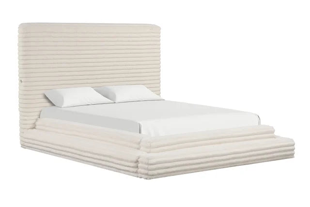 Mariah Beige Fabric King Platform Bed