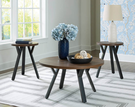 Elbrynn Brown/Black Table (Set of 3) T153