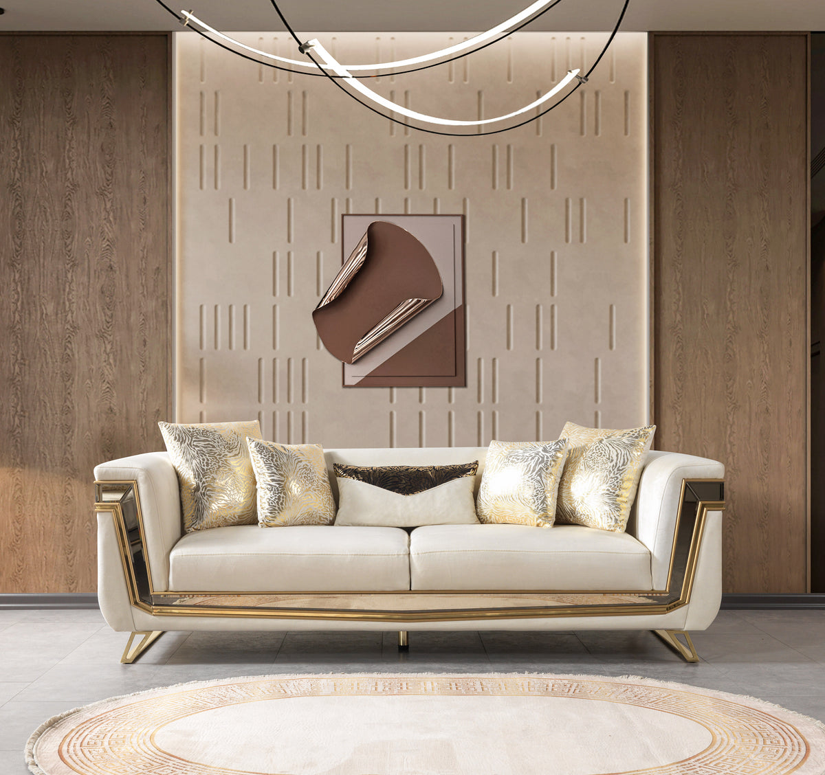 Anica Ivory Velvet Living Room Set