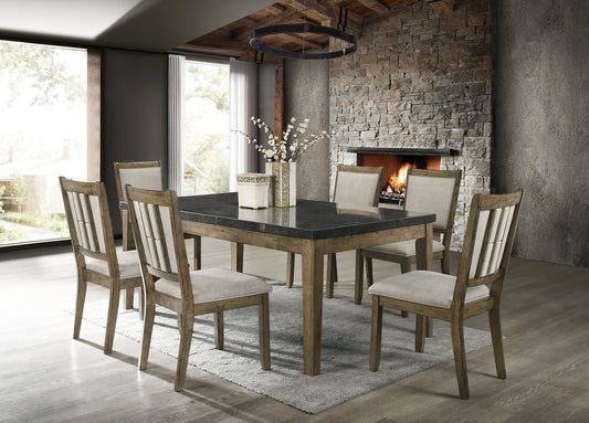 Melstone GENUINE MARBLE Table & 6-Chairs