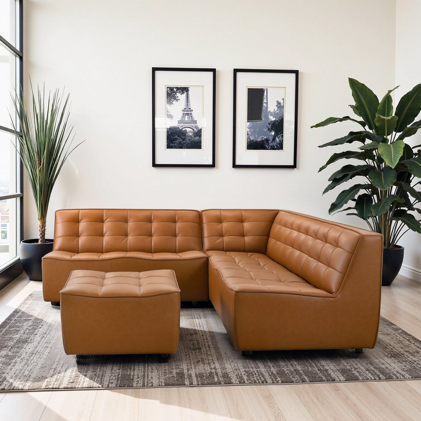 Selen Comfy & Chic Corner Sectional Sofa with Ottoman