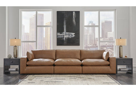 Emilia Caramel GENUINE LEATHER 3pc Sofa 30901