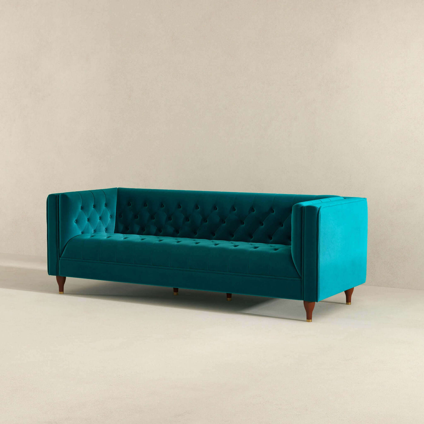 Evelyn 88" Teal Velvet Luxury Chesterfield Sofa