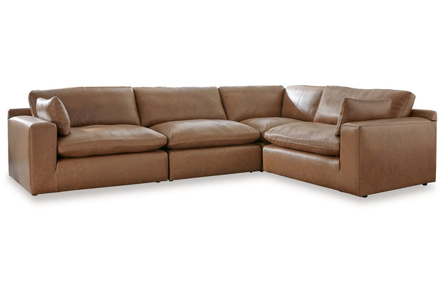 Emilia Caramel GENUINE LEATHER 4pc  Sectional 30901