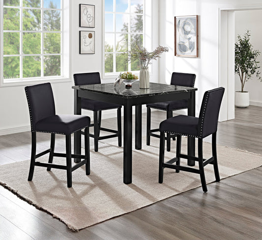 Lennon Black/Black Velvet 5pc Counter Height Set 1715