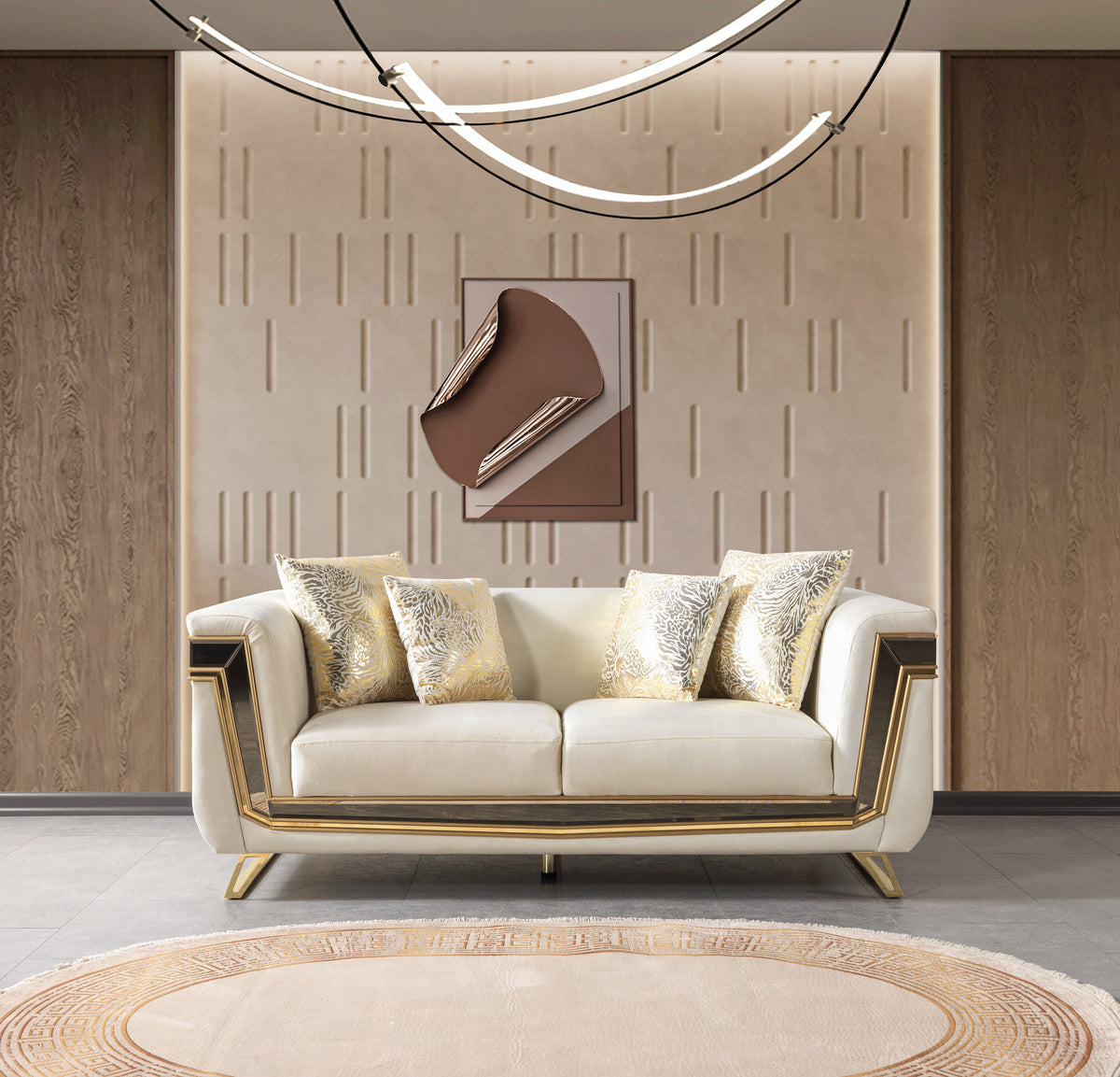 Anica Ivory Velvet Living Room Set
