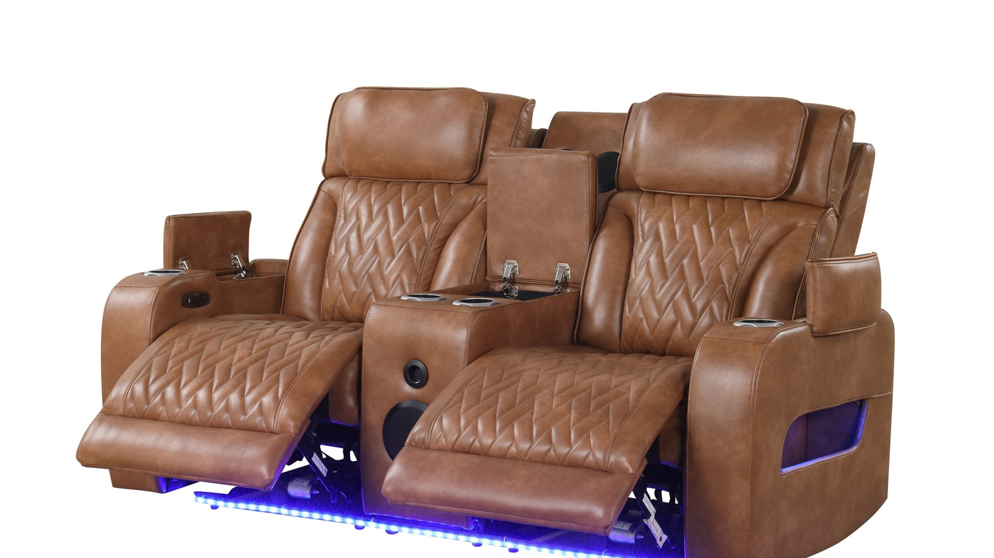 Skyline Brown POWER/LED/BLUETOOTH SPEAKERS 3pc Reclining Set