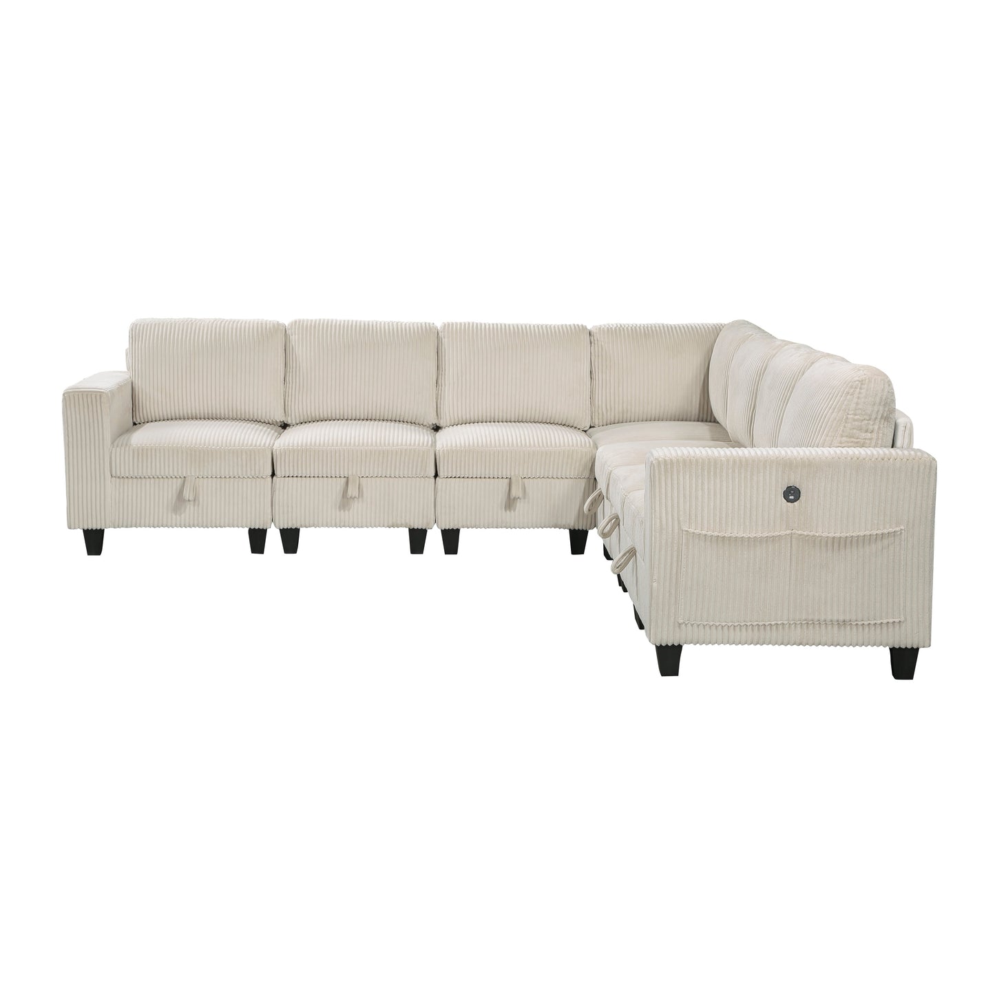 Walterboro Beige Corduroy 7pc Sectional with Storage 9650