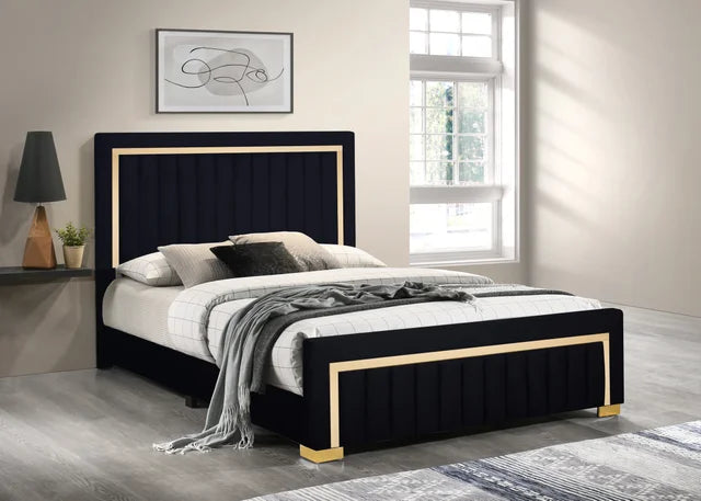 HH880 Black Twin Panel bed