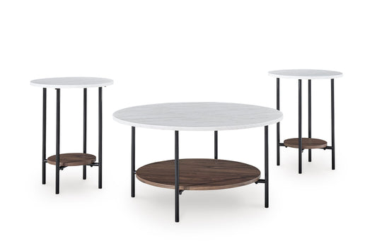 Wrenwich Brown/Black/White Table (Set of 3) T167