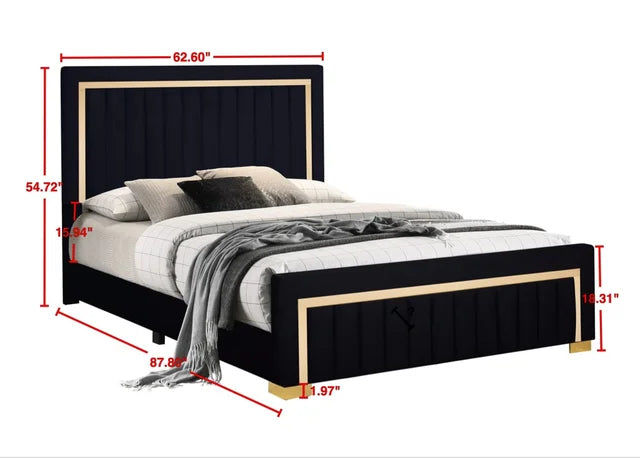 HH880 Black Twin Panel bed
