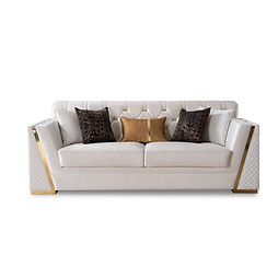 Hilena White/Gold Velvet Living Room Set S2401