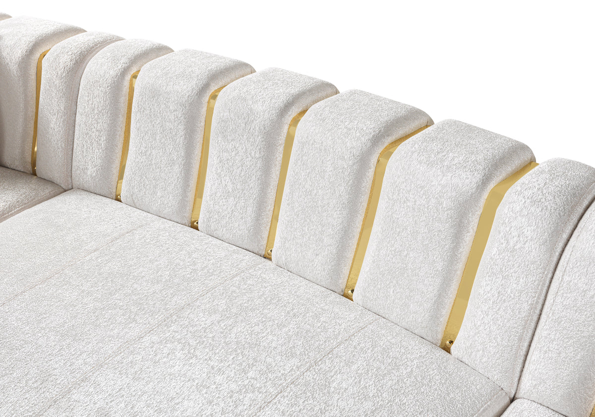 Michelle Ivory Velvet 3pc Curved 165" Sectional