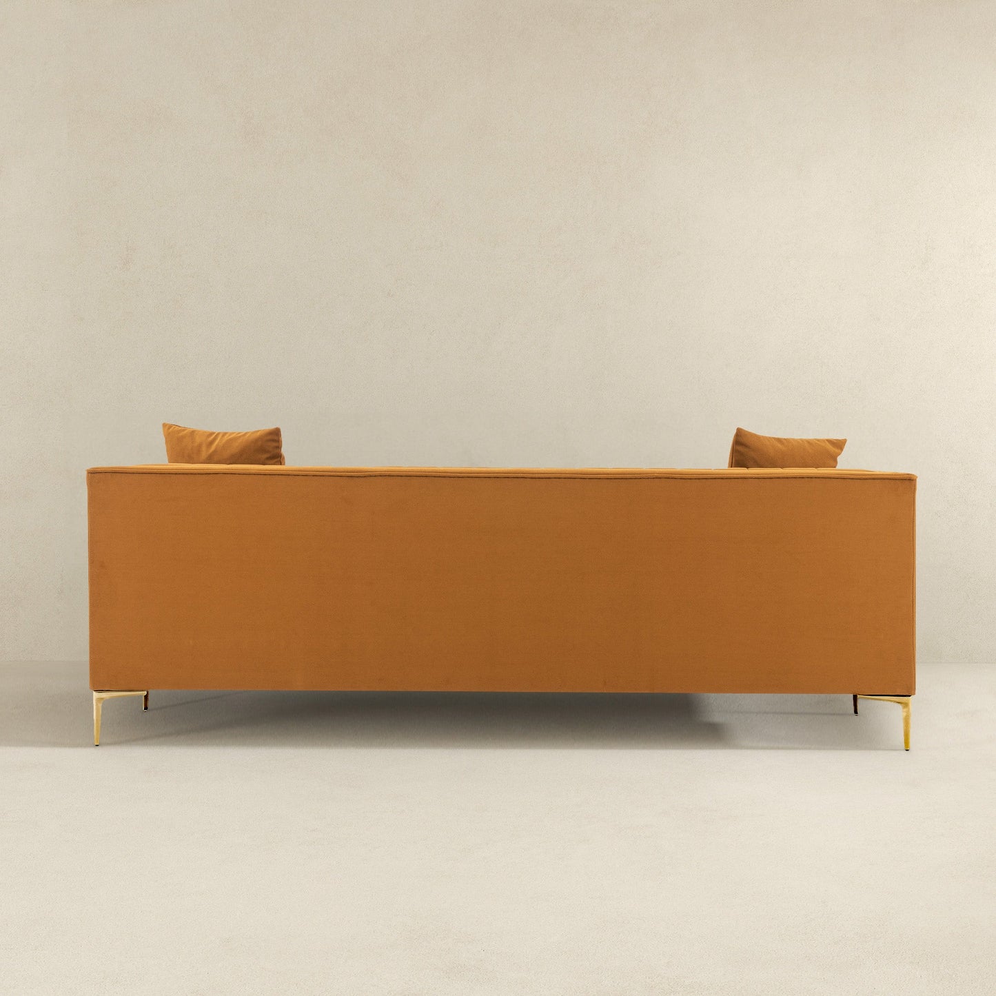 Angelina 84" Cognac Velvet Channel Tufted Sofa