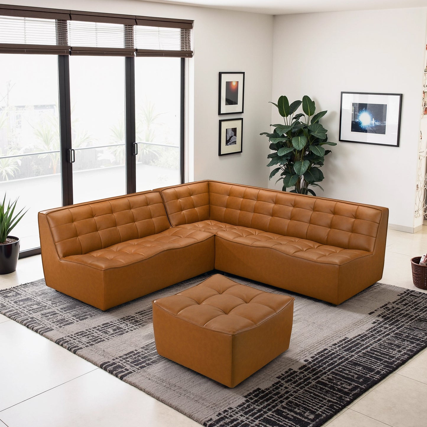 Selen Comfy & Chic Corner Sectional Sofa with Ottoman