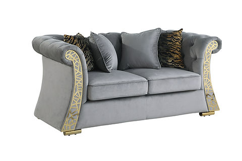 Curamo Grey Velvet Sofa and Loveseat S1600