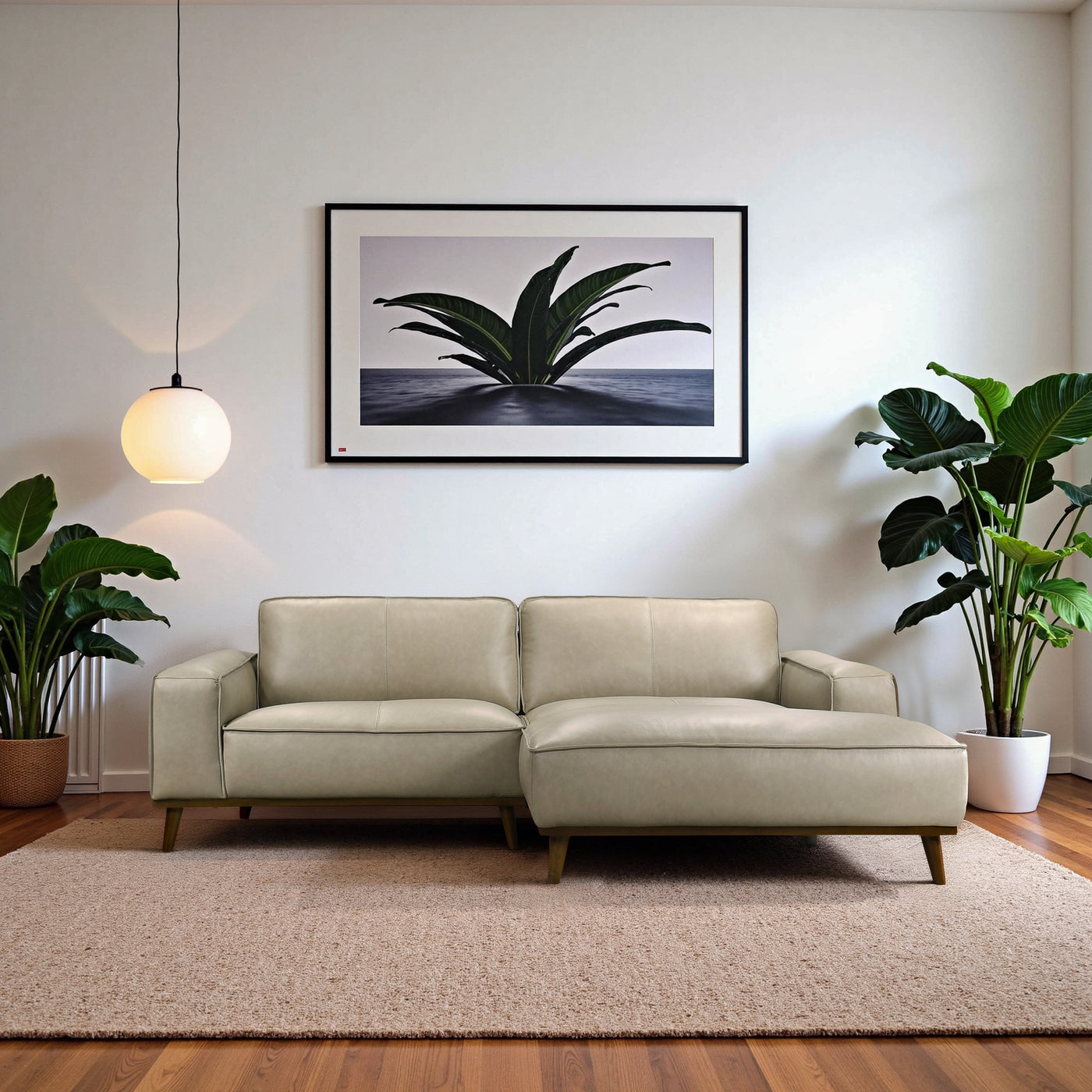 Kerrville Beige Genuine Leather Right Sectional